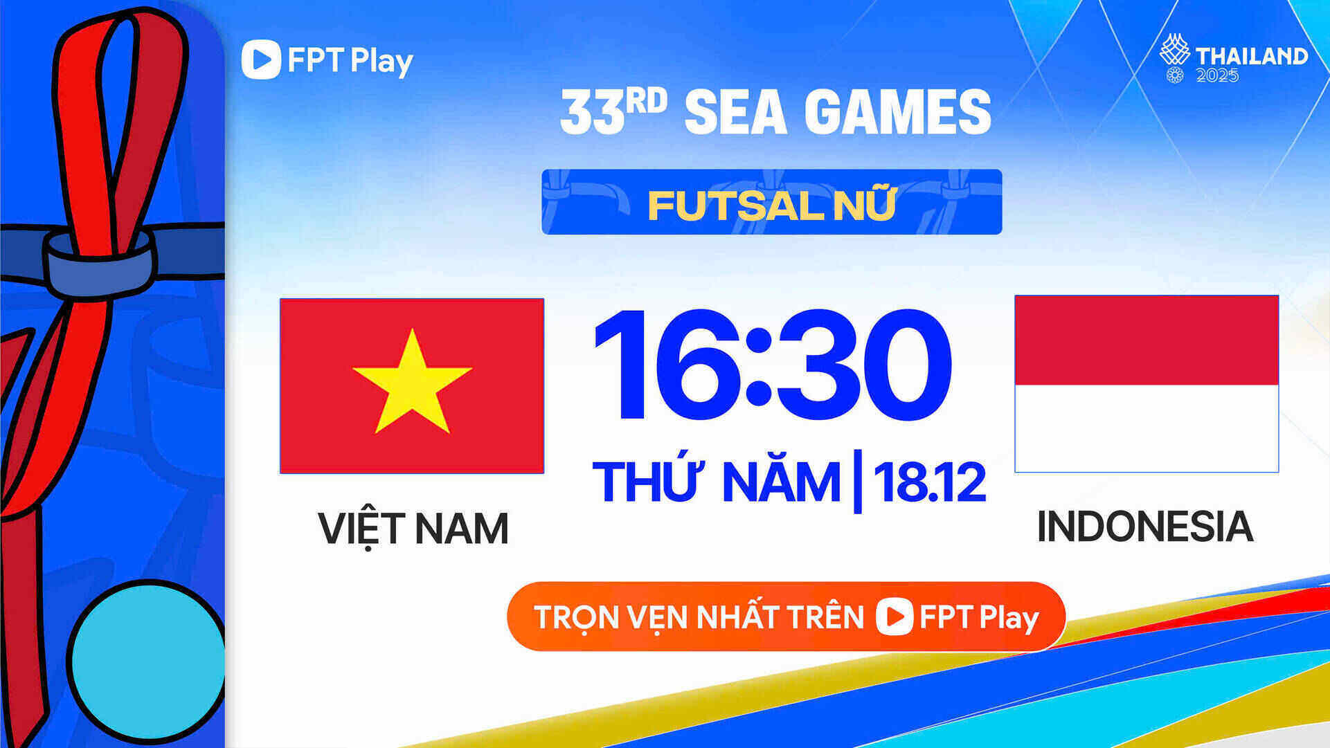 베트남 여자 풋살 대표팀 SEA 게임 33 결승에서 인도네시아와 맞대결. 사진: FPT Play