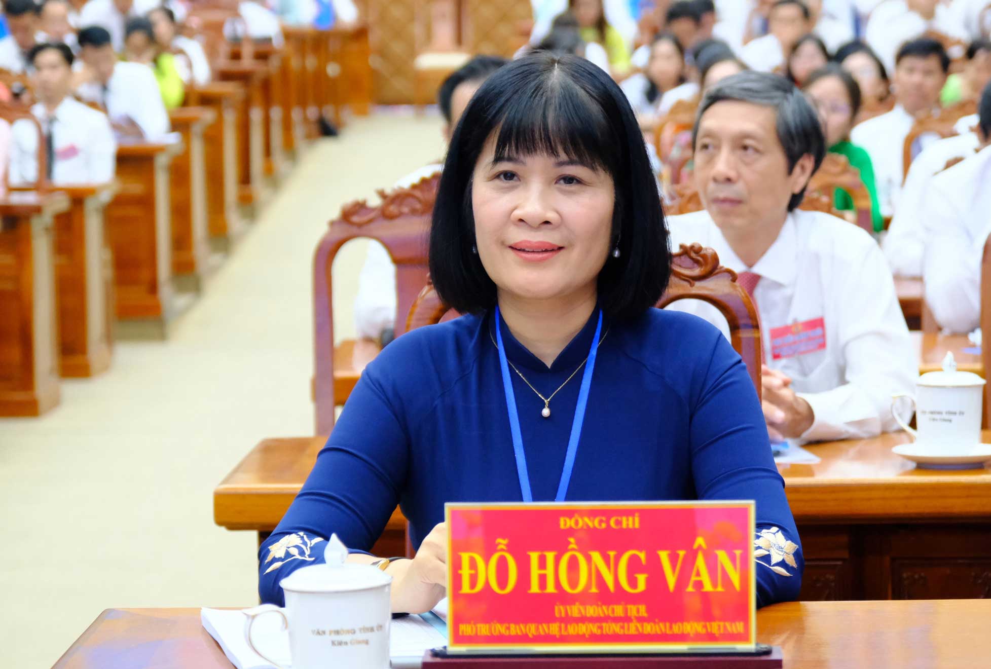 Dong chi Do Hong Van, Uy vien Doan Chu tich, Pho Truong Ban Quan he Lao dong Tong Lien doan cung du Dai hoi. Anh: My Ly