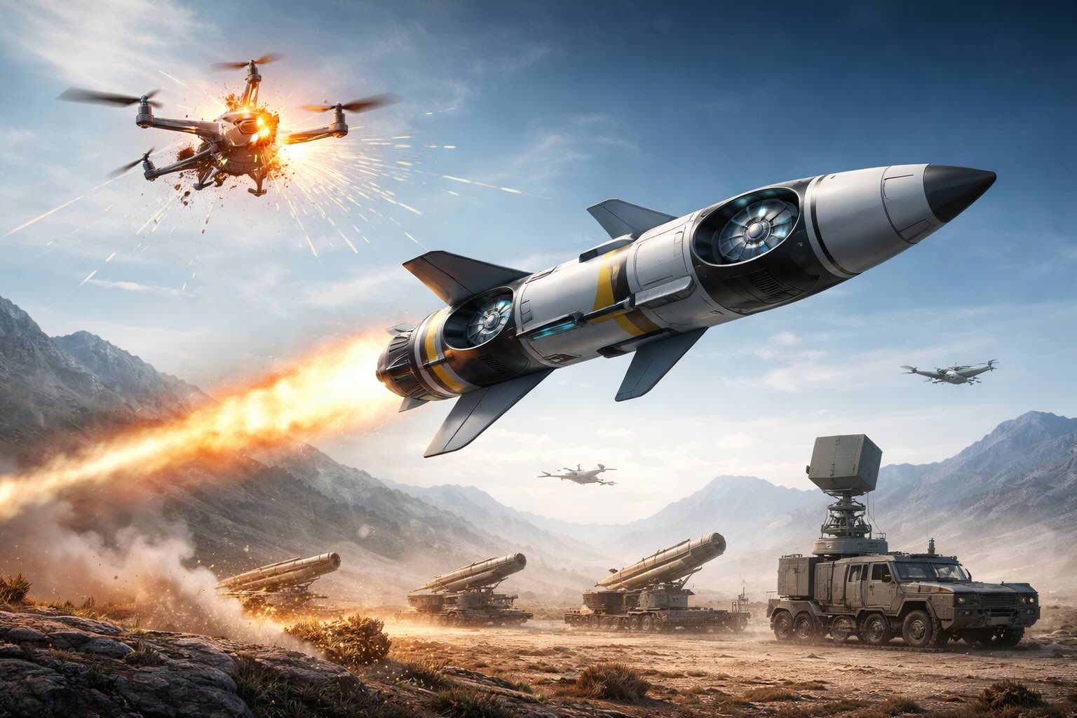 He thong danh chan drone tam thap su dung cong nghe dien. Anh: AI tao