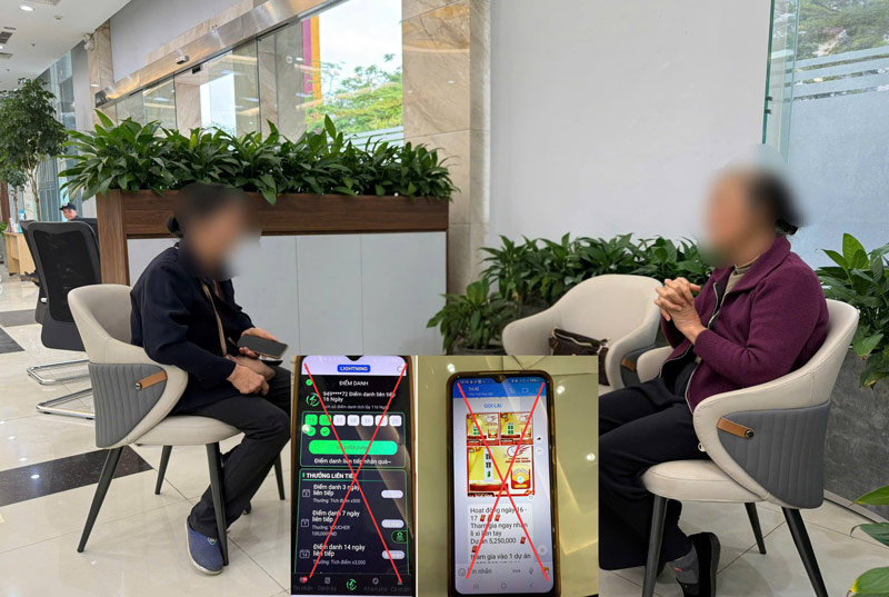 2 người phụ nữ lớn tuổi suýt bị lừa đảo đầu tư trực tuyến. Ảnh: Công an Cao Bằng