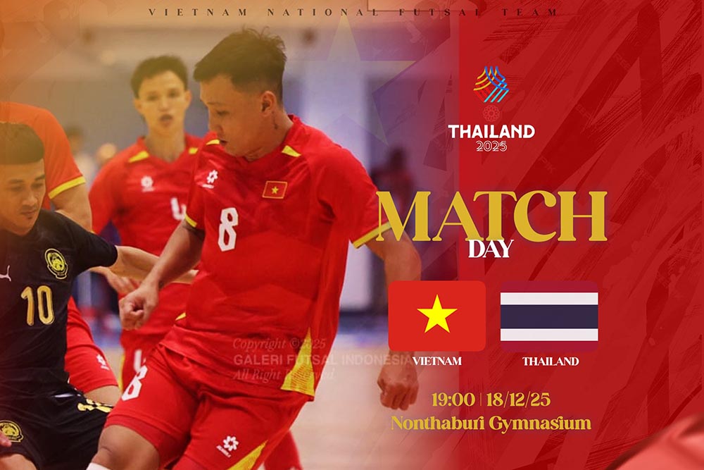 The Vietnam futsal team will face Thailand at the 33rd SEA Games on the evening of December 18. Photo: VFF