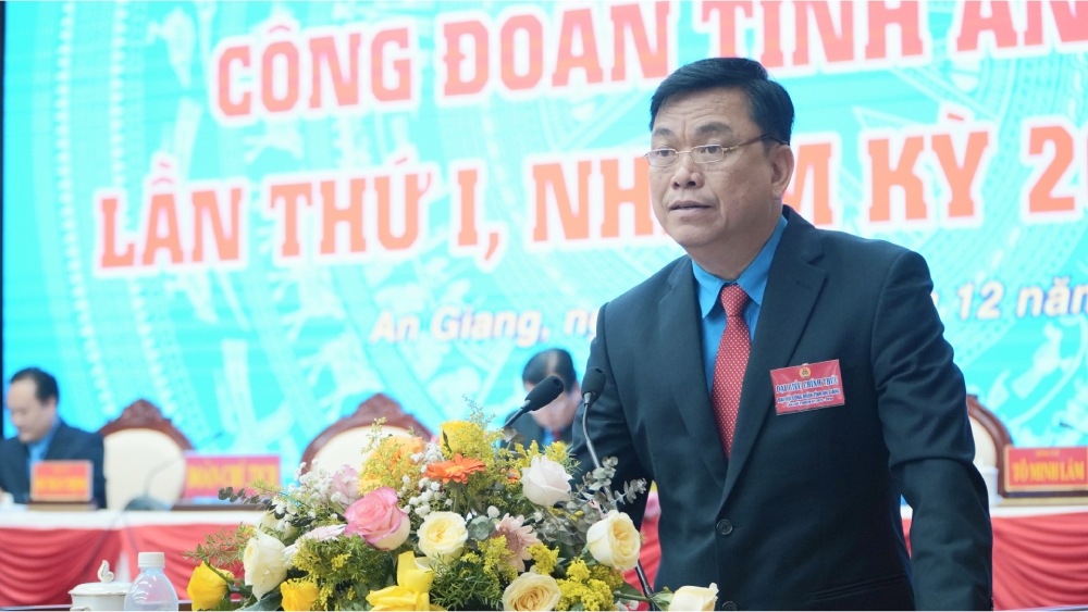 Chu tich LDLD tinh An Giang phat bieu tai Dai hoi. Anh: Nguyen Anh