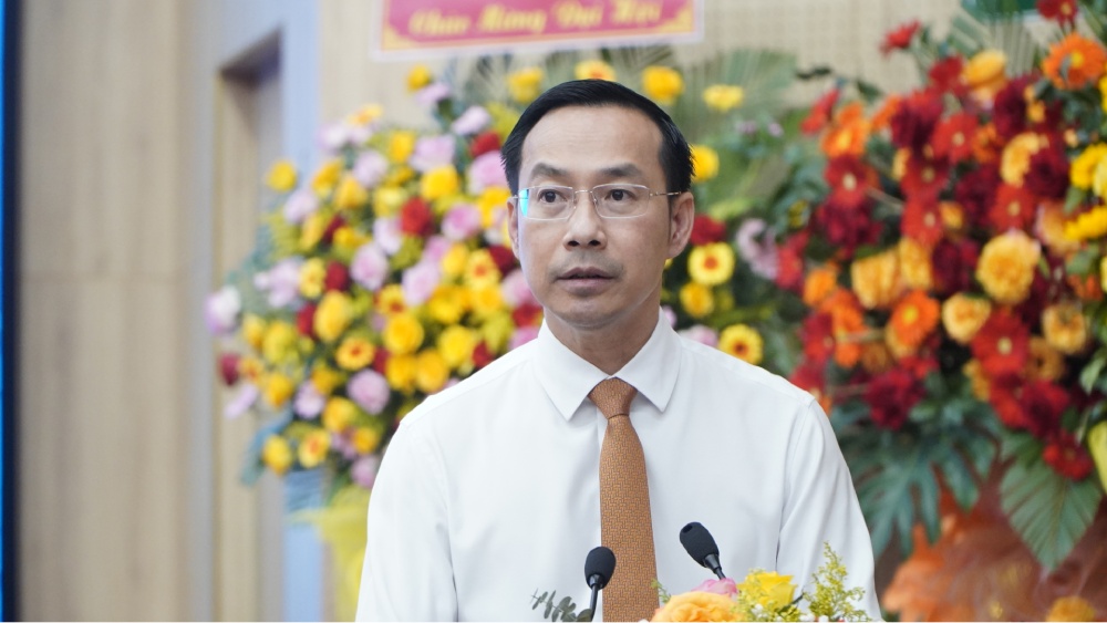 Pho Bi thu thuong truc Tinh uy, Chu tich HDND tinh Nguyen Thanh Nhan phat bieu tai Dai hoi. Anh: Nguyen Anh