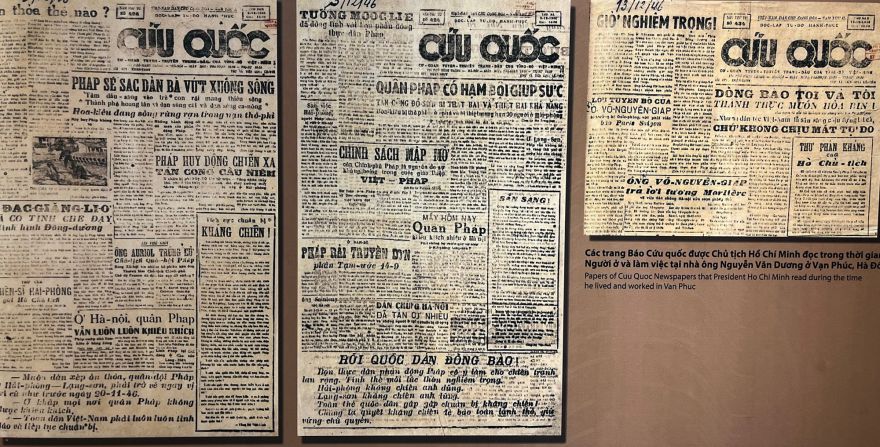 Cac trang bao Cuu quoc duoc Chu tich Ho Chi Minh doc trong thoi gian o va lam viec tai nha ong Nguyen Van Duong. Anh: Viet Van