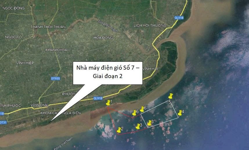 Vi tri Nha may dien gio so 7 - giai doan 2 tai xa Vinh Hai, TP Can Tho. Anh: Chu dau tu