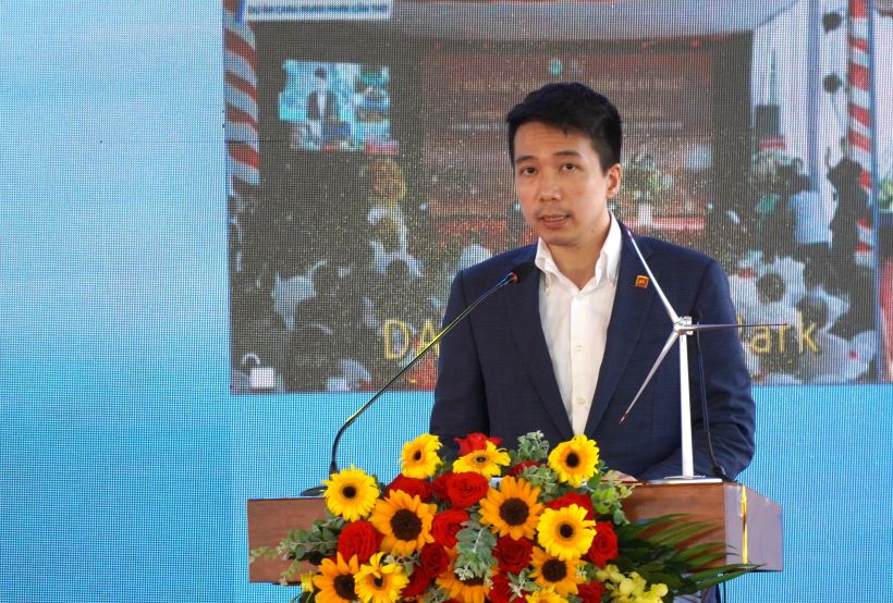 Ong To Duy -  Chu tich HDQT Cong ty CP Nang Luong ST2 phat bieu tai le khoi cong. Anh: Phuong Anh
