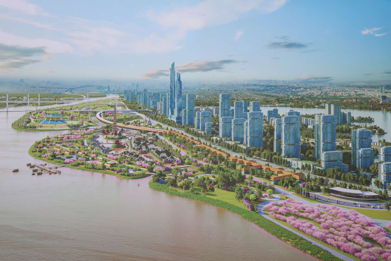 Du an dau tu xay dung Truc Dai lo canh quan song Hong. Anh: UBND TP Ha Noi