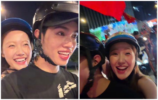 Uyen An, Phap Kieu cung dan sao Viet an mung chien thang cua doi tuyen U22 Viet Nam. Anh cat tu clip  