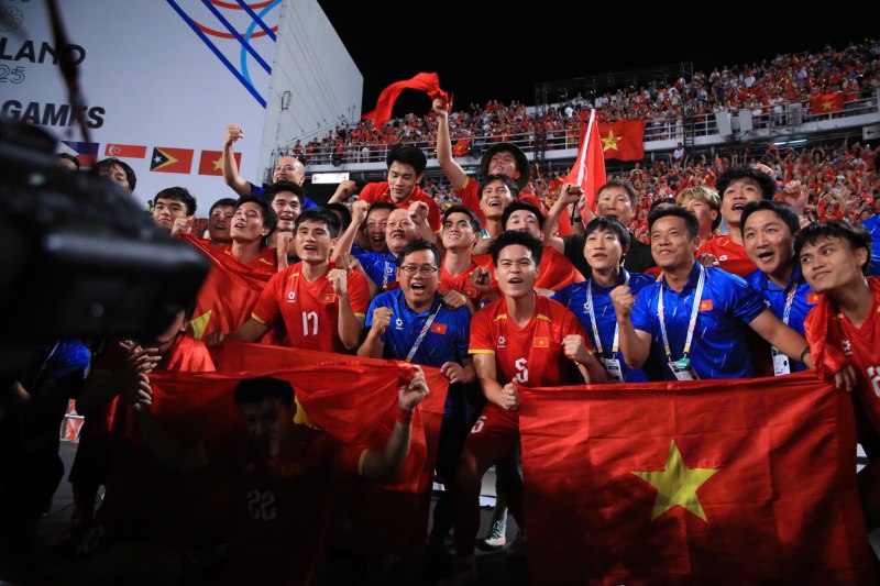 U22 Viet Nam gianh huy chuong vang bong da nam SEA Games 33. Anh: Minh Dan