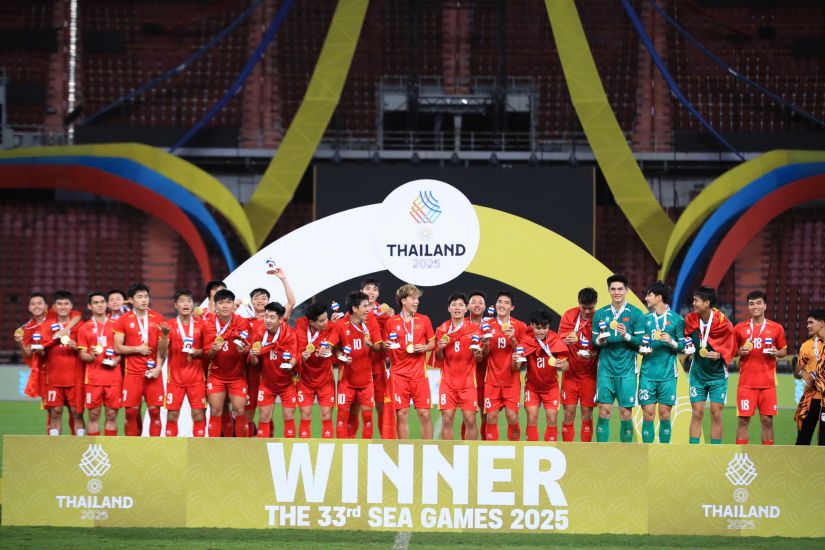 Men's football has been evaluated as having excellently completed its tasks at the 33rd SEA Games. Photo: Minh Dan