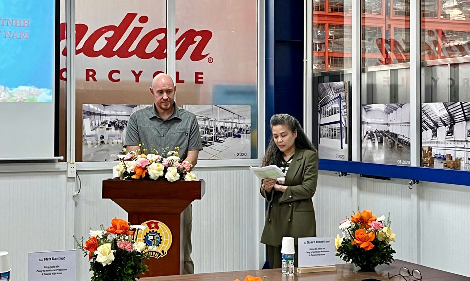 Tong Giam doc Cong ty TNHH Northstar Precision Viet Nam phat bieu. Anh: Thanh Phong