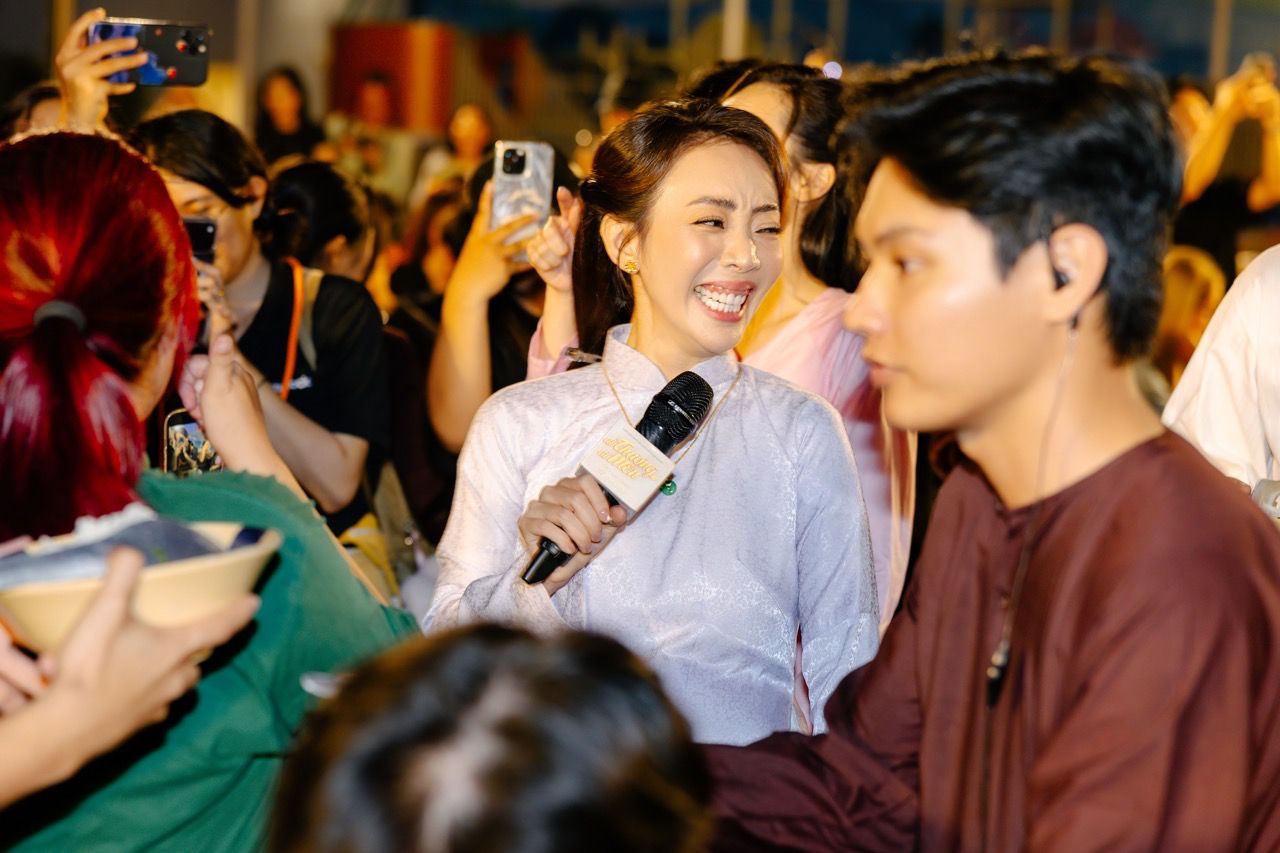 Thu Trang at the film introduction on the evening of December 19. Photo: Producer.