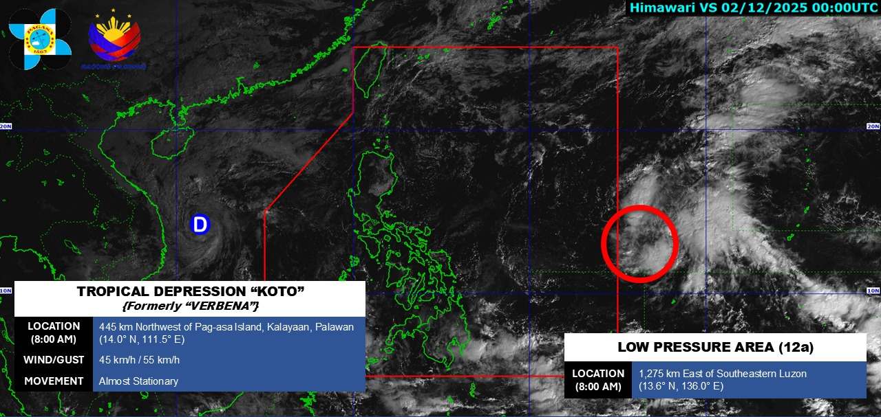 Ap thap nhiet doi sap hinh thanh gan Bien Dong. Anh: PAGASA