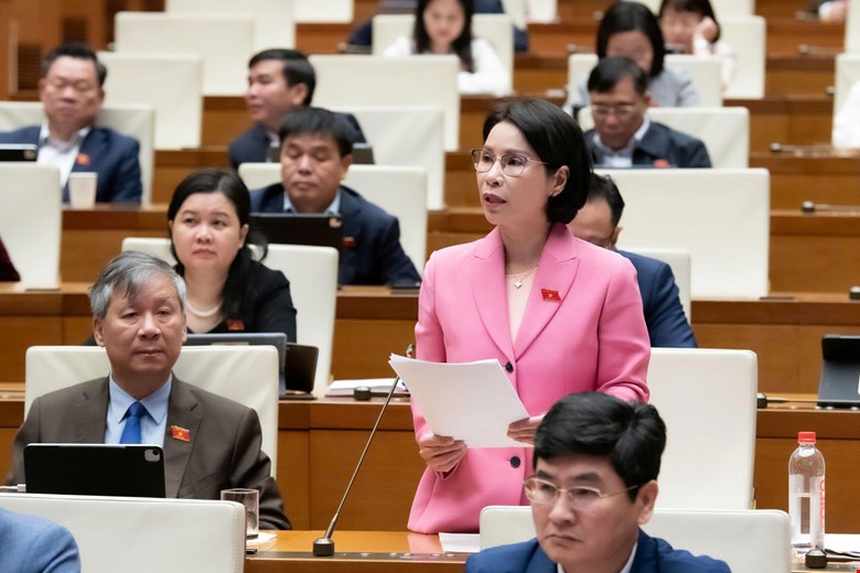 Dai bieu Tran Thi Nhi Ha cho biet, thuc te cho thay tai tuyen y te co so dang thieu hut nghiem trong bac si. Anh: Quochoi.vn