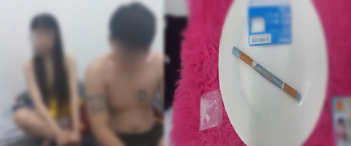 Subjects Nguyen Trong Hau and Le Tran Ngoc Huong both have drug evidence. Photo: Provided by the police