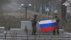 Russian troops raised flags at Krasnoarmeysk. Photo: Russian Ministry of Defense