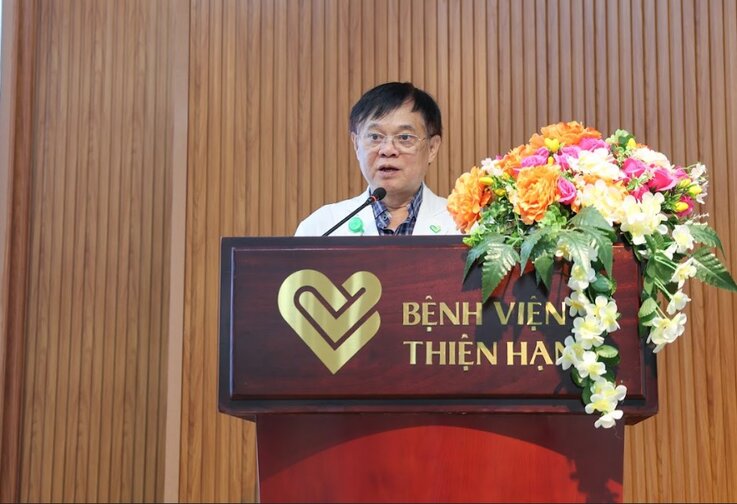 Ong Pham Phu Cuong - Pho Giam doc Benh vien Da khoa Thien Hanh phat bieu. Anh: Bao Trung 