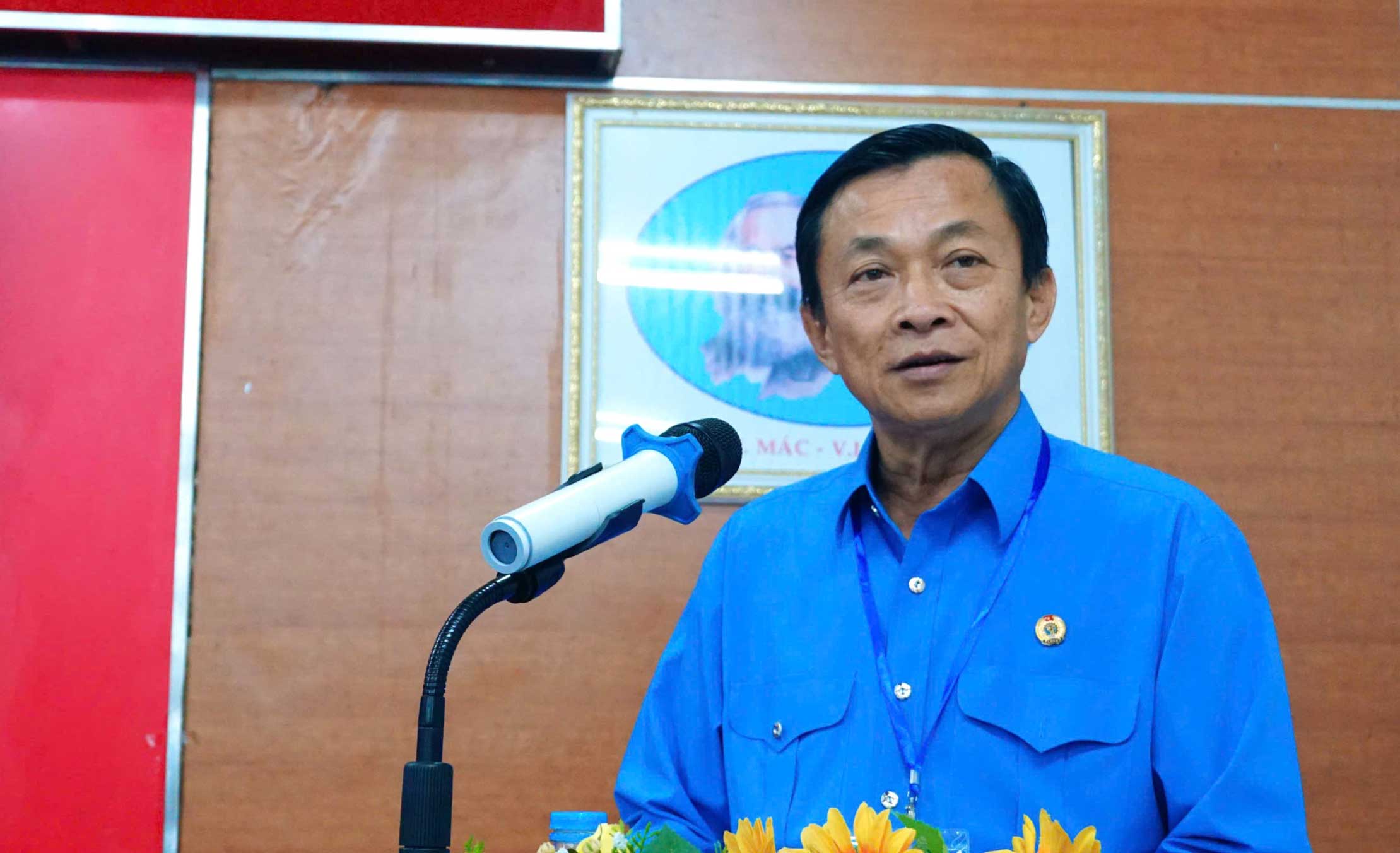 Ong Le Cong Khanh - Pho Chu tich LDLD TP Can Tho kiem Truong ban cong tac Cong doan TP - phat bieu. Anh: Van Nhanh