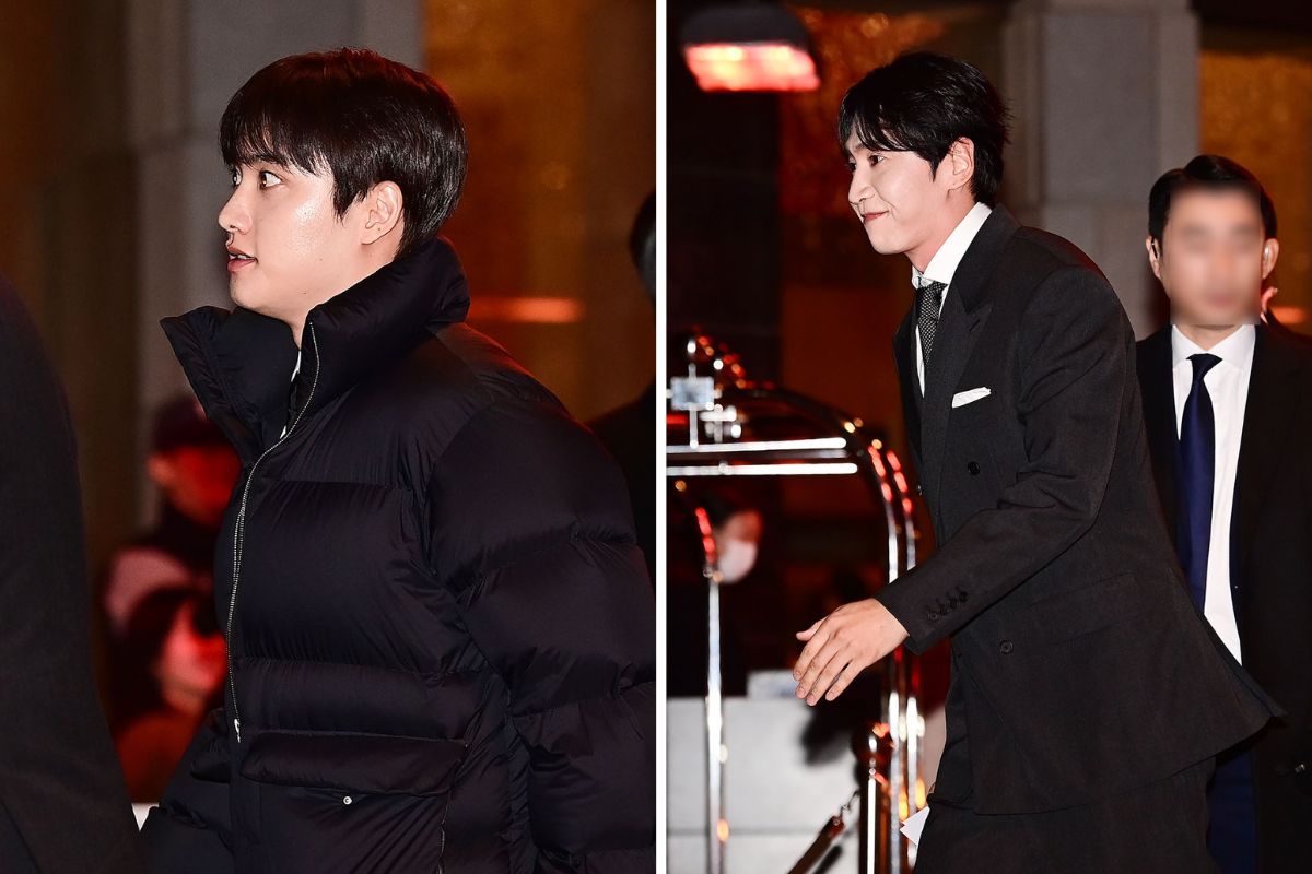 D.O. va Lee Kwang Soo co mat chuc mung Kim Woo Bin. Anh: Lotte