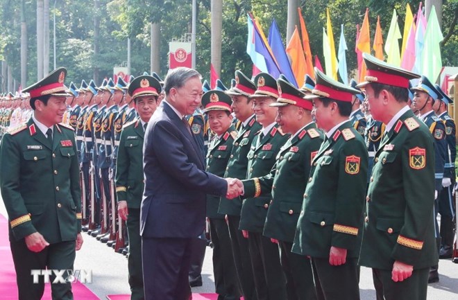 Tong Bi thu To Lam va cac dai bieu toi du Le ky niem 80 nam Ngay truyen thong Bo Tong Tham muu Quan doi nhan dan Viet Nam vao ngay 6.9.2025. Anh: Trong Duc/TTXVN