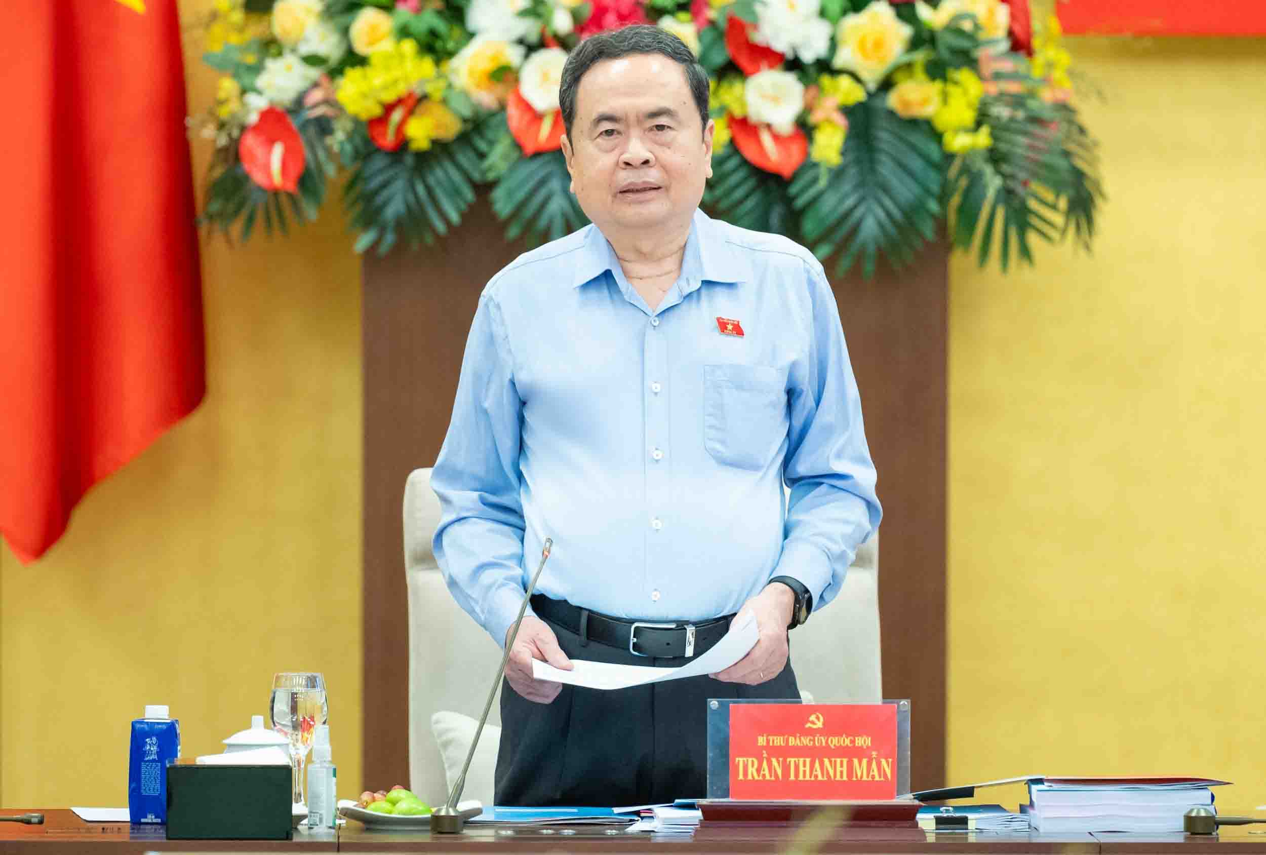 National Assembly Chairman Tran Thanh Man suggested raising the sense of responsibility, seriously reviewing what has been done well, what is still limited, and needing to learn from experience... Photo: Pham Thang
