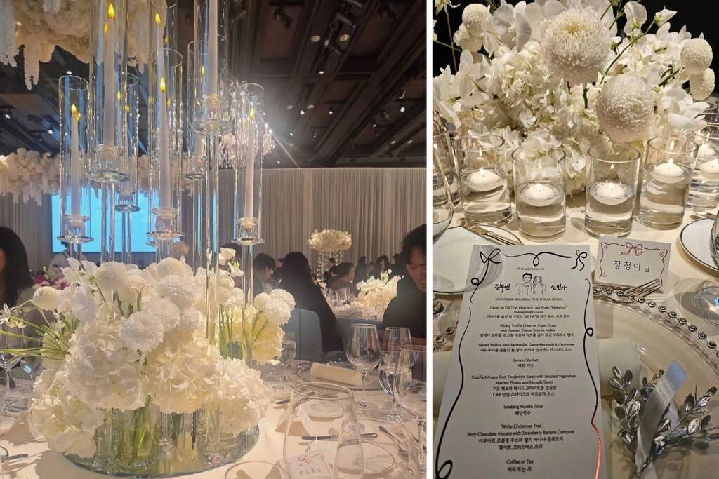 Khong gian ben trong hon le cua Kim Woo Bin va Shin Min Ah. Anh: cat tu video