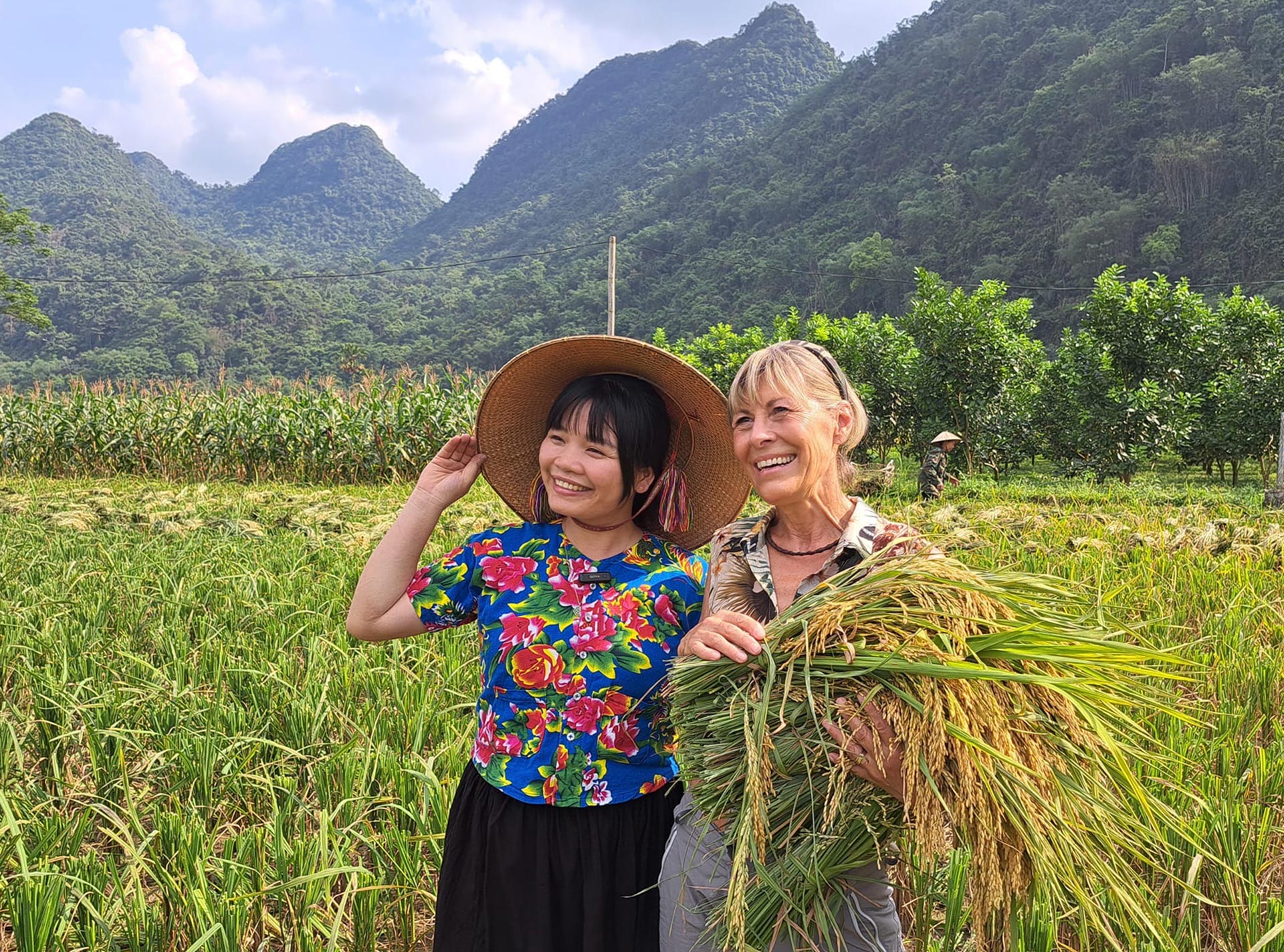 Hoang Thi Xoi dua mot vi khach Tay trai nghiem ngay mua, cung dong bao nguoi Tay gat lua. Anh: Nhan vat cung cap
