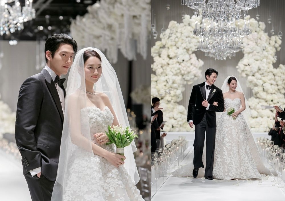 Khoanh khac Kim Woo Bin va Shin Min Ah tien vao le duong. Anh AM Entertainment