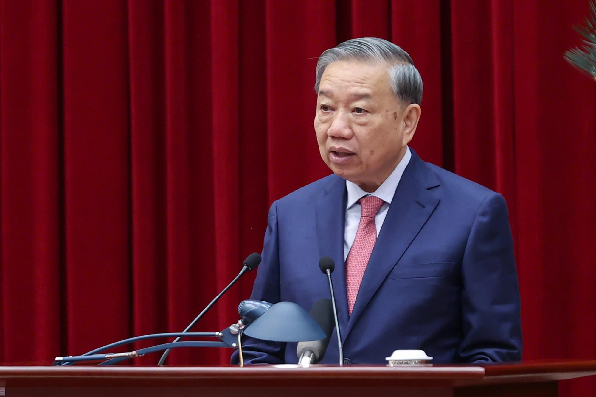 General Secretary To Lam speaks. Photo: Tran Vuong