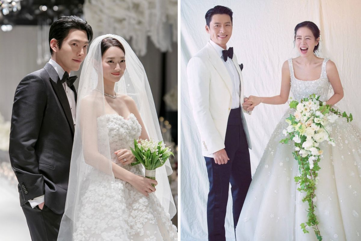 Shin Min Ah y Son Ye Jin eligieron juntos un vestido de novia de la marca Elie Saab. Foto: Lotte