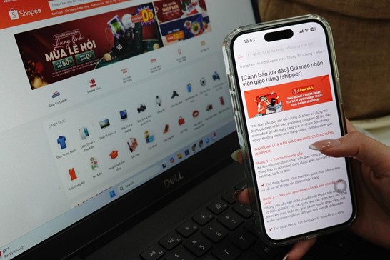 Cap nhat nhung thong bao moi nhat cua Shopee ve hinh thuc lua dao truc tuyen co the gap phai. Anh: Shopee