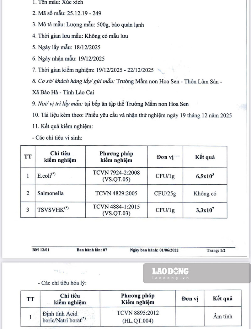 Ket qua kiem nghiem cho thay cac chi so vuot nguong quy chuan. Anh: Dinh Dai