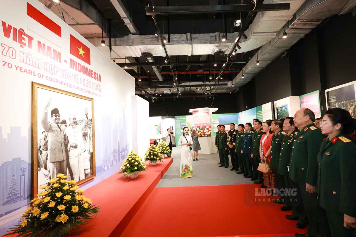 Trien lam da trung bay, gioi thieu hon 200 tai lieu, hinh anh, hien vat tieu bieu ve dat nuoc, con nguoi, lich su, van hoa Viet Nam va Indonesia.