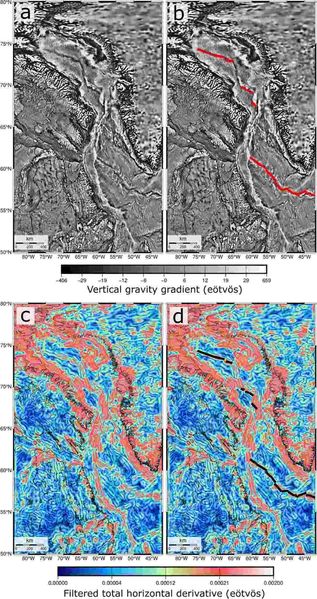 Ban do phan tich trong luc va cau truc vo Trai dat tai eo bien Davis, giup cac nha khoa hoc xac dinh vi tri cac dut gay va hinh dang cua vi luc dia dang an minh duoi day bien. Nguon: Gondwana Research