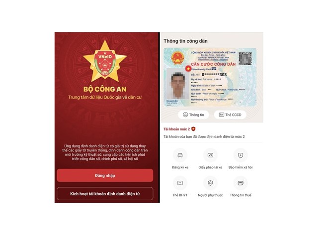 Ứng dụng VNeID tích hợp nhiều tiện ích. Ảnh: Bộ Công an