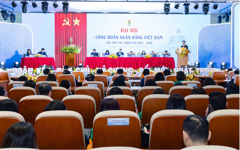 Toan canh Dai hoi Cong doan Ngan hang Viet Nam lan thu VIII nhiem ky 2025 - 2030. Anh: