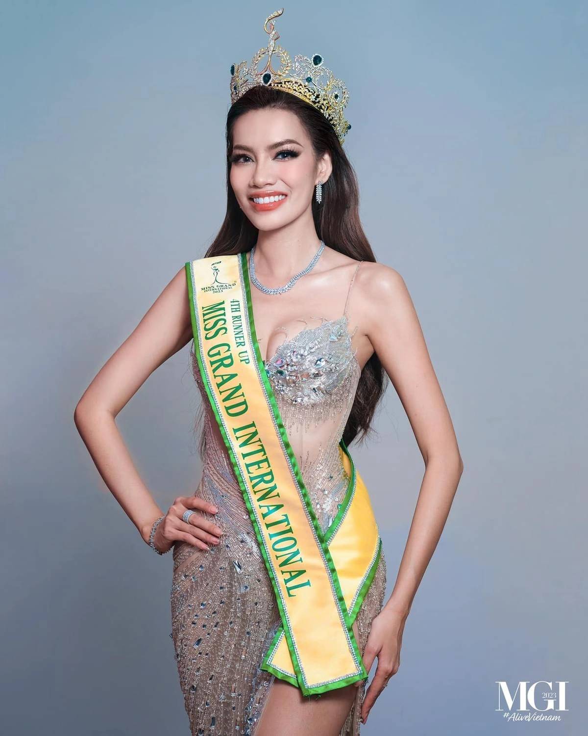 Le Hoang Phuong la nguoi dep co danh hieu o cuoc thi Miss Grand International. Anh: Sen Vang.