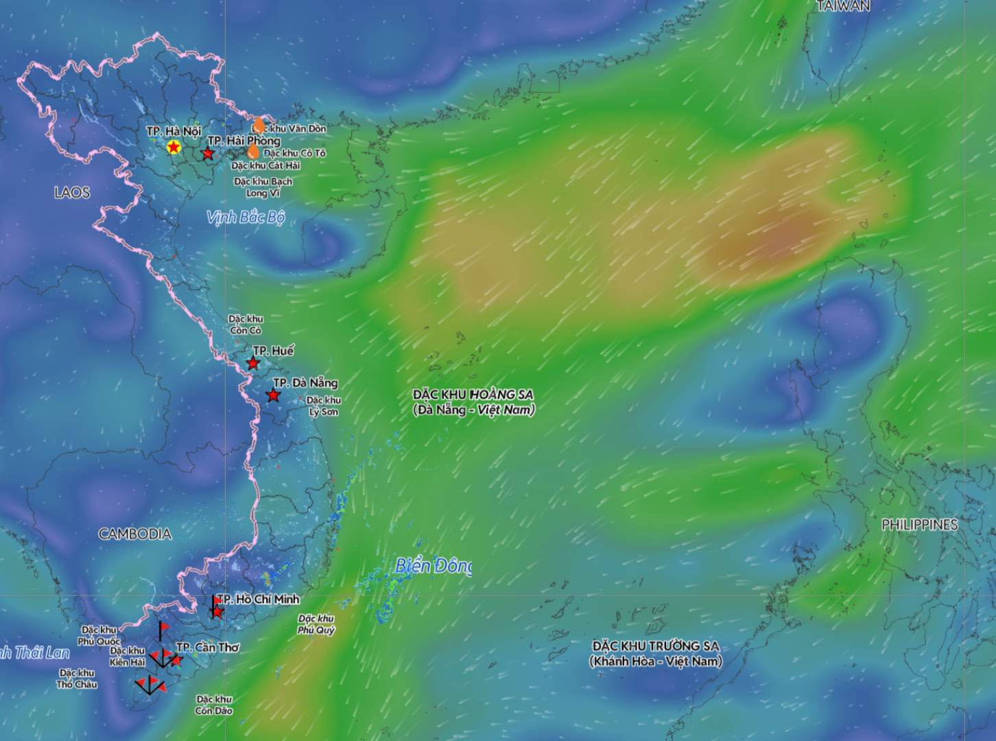 Cold air is about to cause unfavorable weather in some coastal areas. Photo: Vietnam Disaster Monitoring System