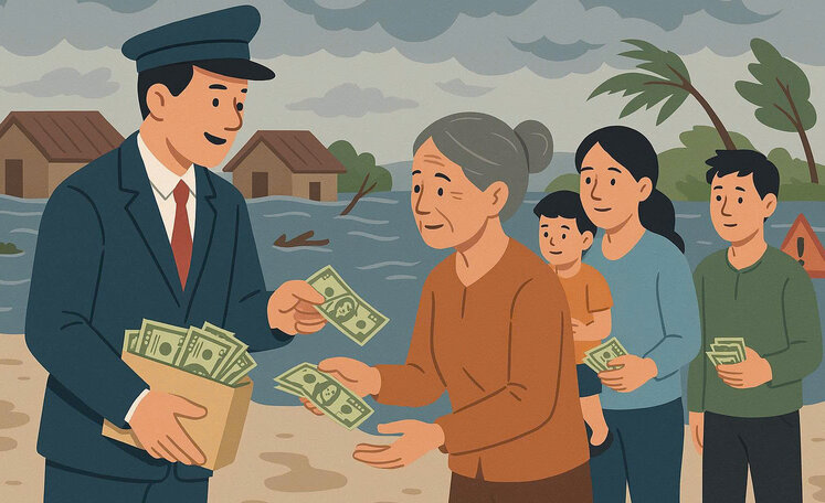 태풍 피해 지역 주민들을 위한 2026년 설날 사회 보험 보조금 3개월치 연금 지급 일정. 그래픽: Huong Giang