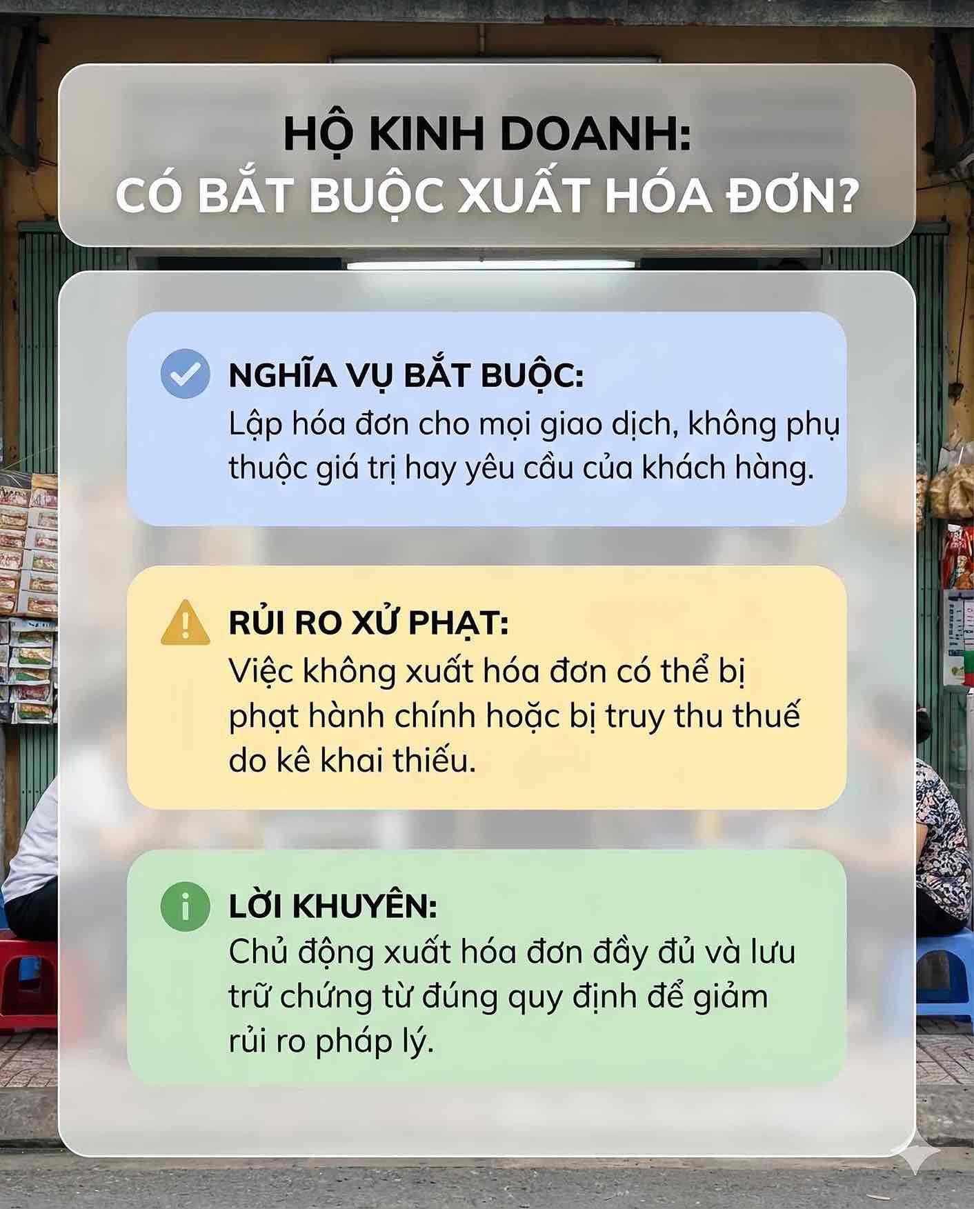 Nghia vu lap hoa don cua ho kinh doanh duoc xac dinh la bat buoc, khong phu thuoc gia tri giao dich hay yeu cau cua khach hang. Do hoa: Song Anh
