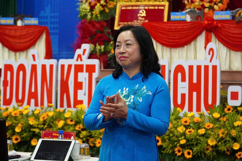 Ba Thai Thu Xuong - Pho Chu tich Thuong truc Tong Lien doan Lao dong Viet Nam tham du Dai hoi. Anh: Thanh Vu