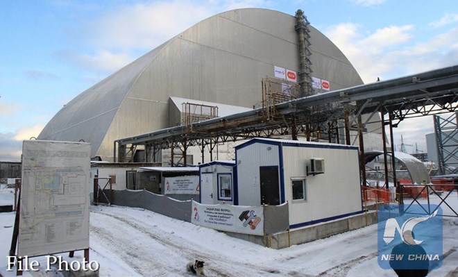 Mai che bao ve lo phan ung so 4 nha may hat nhan Chernobyl, ngay 29.11.2016. Anh: Xinhua