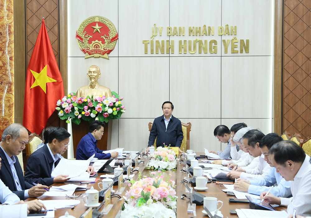 Chu tich UBND tinh Hung Yen phat bieu chi dao tai cuoc hop. Anh: Cong TTDT tinh Hung Yen