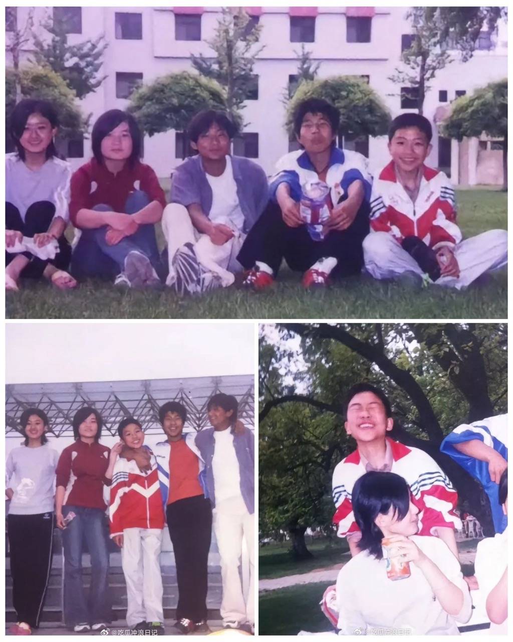 Trieu Le Dinh (ao trang ngoai cung ben trai) trong loat anh chup cung ban be thoi di hoc. Anh: VieON.