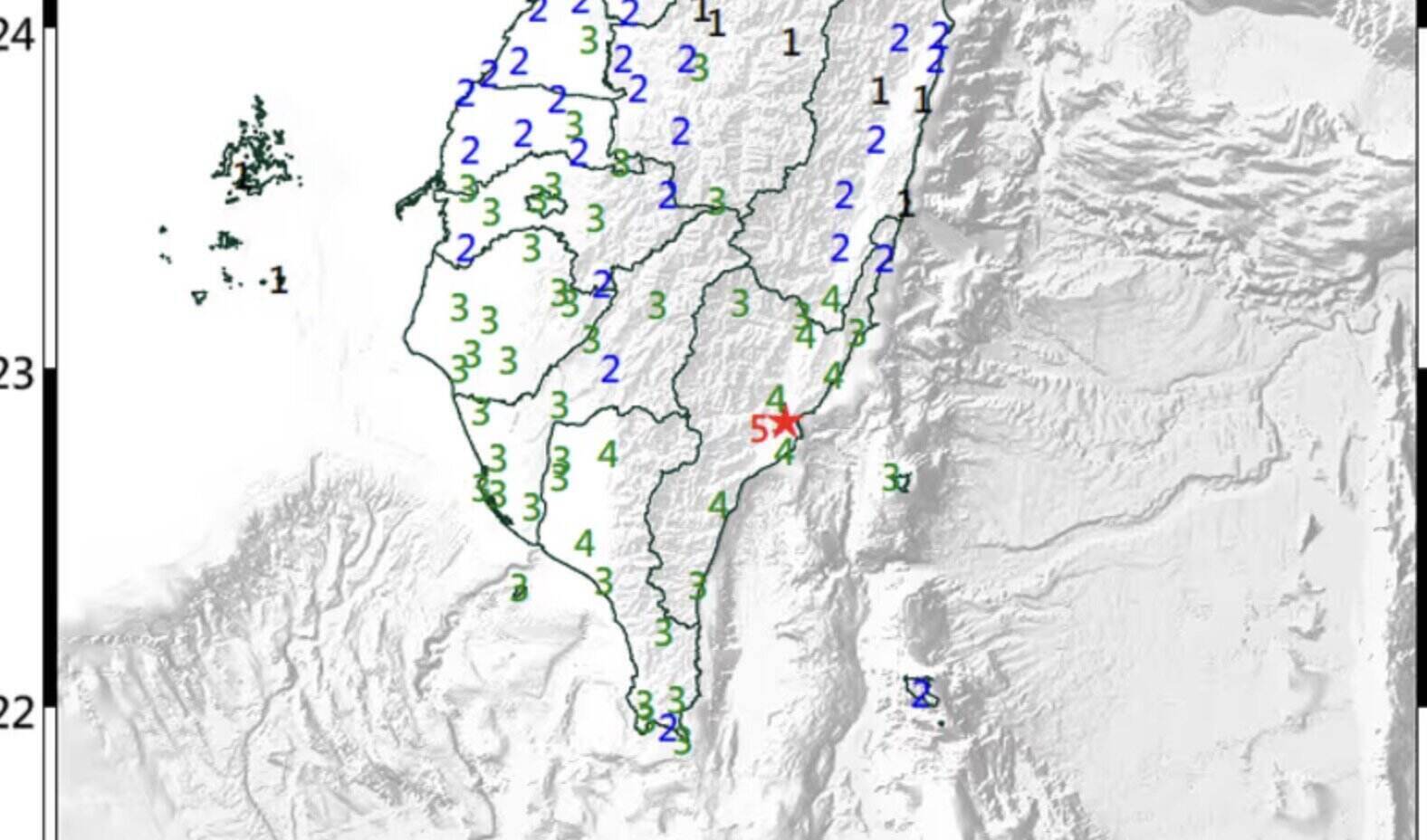 Strong earthquake in Taiwan (China) on the afternoon of December 24. Photo: Taiwan Weather Administration (China) CWA