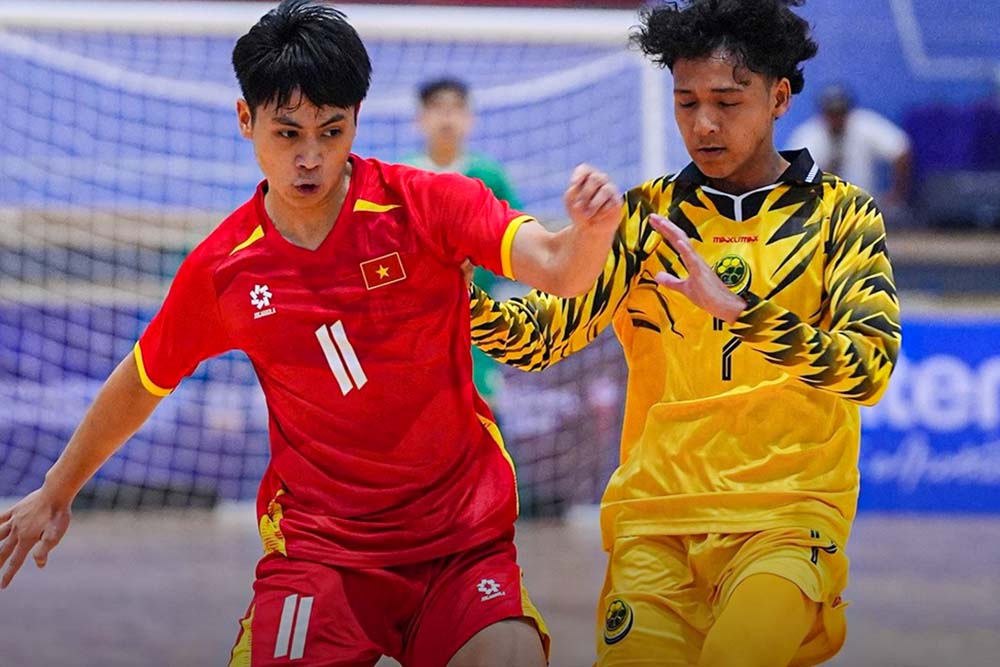 U19 futsal Vietnam won a big match against U19 futsal Brunei in the opening match of the U19 futsal tournament in Southeast Asia. Photo: VFF
