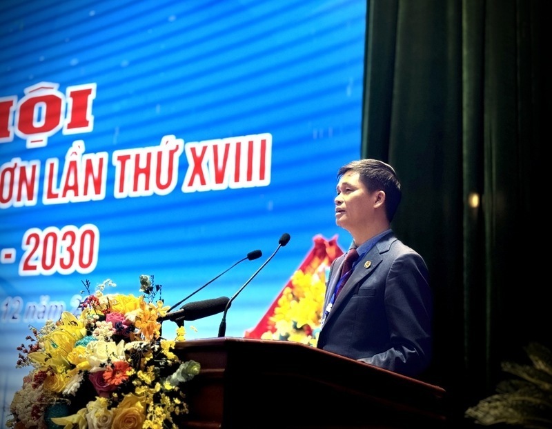 Vice President of the Vietnam General Confederation of Labor Ngo Duy Hieu directed at the Congress. Photo: Khanh Linh