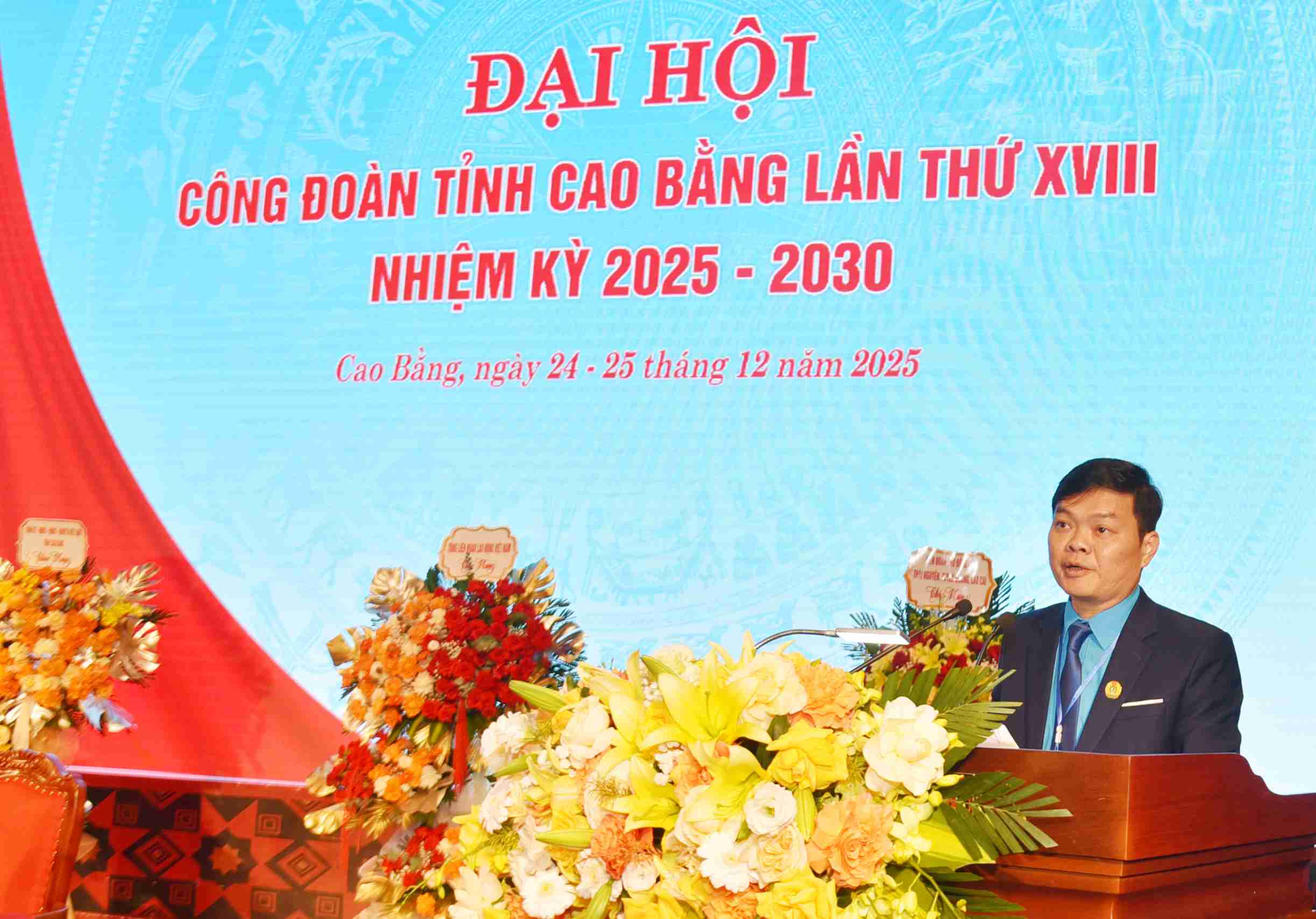 Ong Be Dang Khoa duoc bau giu chuc Chu tich Lien doan Lao dong tinh Cao Bang khoa XVIII, nhiem ky 2025 - 2030. Anh: Vu Tiep