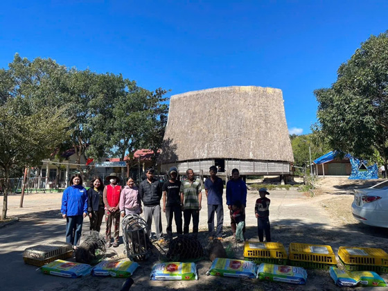 Tang heo cho cac ho dan o xa Kon Braih. Anh: Phong Nha 