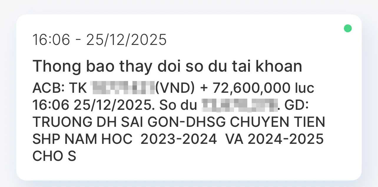 Sinh vien su pham tai Truong Dai hoc Sai Gon nhan duoc tien ho tro sinh hoat phi theo Nghi dinh 116. Anh: Sinh vien cung cap 
